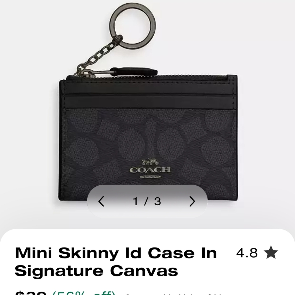 Coach Signature Canvas ID Case in Black